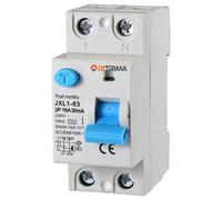 IXTRIMA Interrupteur différentiel pur 16 A 2P 220 V 6 kA 30 mA 2 modules DIN, RCCB C16