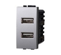 IXTRIMA Module prise chargeur double USB 5 V 2,1 A - 2 ports USB-A couleur grise compatible avec Bticino Living Light/International 1 pièce