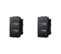 IXTRIMA Module prise chargeur double USB 5 V 2,1 A - 2 ports USB-A couleur noire compatible avec Bticino Living Light/International 2 pièces