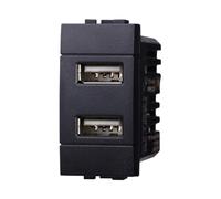 IXTRIMA Module prise chargeur double USB 5 V 2,1 A - 2 ports USB-A couleur noire compatible avec Bticino Living Light/International 1 pièce