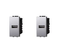 IXTRIMA Module prise USB 5 V 2,1 A couleur grise compatible avec Bticino Living Light/International 2 pièces