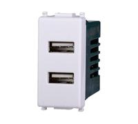 IXTRIMA Prise chargeur double, type A et type C, 5 V 2,1 A, blanc, kit 1 pièce et 4 pièces (double USB-A, 1)
