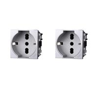 IXTRIMA Prise Schuko 2P+T 16A Couleur GRIS Compatible avec Bticino Living International/Light 2PCS