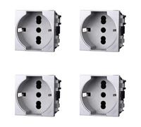 IXTRIMA Prise Schuko 2P+T 16A Couleur GRIS Compatible avec Bticino Living International/Light 4PCS
