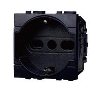 IXTRIMA Prise Schuko 2P+T 16A Couleur Noir Compatible avec Bticino Living International/Light 1 pièce