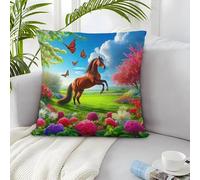 IXUEOUUXC Horse 3D Imprimé avec Housse De Coussin Créative 2 Pièces avec Fille Cadeau 45x45cm