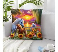 IXUEOUUXC Horse 3D Imprimé avec Taie d'oreiller Créative 2 Pièces avec Fille Cadeau 40x40cm