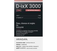 ixX Pharma D-ixX 3000 Zinc Vitamine D3 3000UI Peau/Cheveux Et Ongles Immunité 120 Capsules