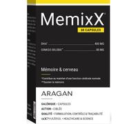 ixX Pharma MemixX Mémoire & Fonctions Cognitives Ginkgo Biloba & Oméga-3 DHA 60 Capsules