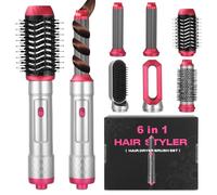 Ixydor 6 en 1 Air Styler,Brosse à Air Chaud avec 1000W Seche Cheveux,Fer à Friser,Brosse Lissante Chauffante,Brosse Coiffante,3 Températures pour Toutes Les Coiffures Lisser, Boucler, Sécher