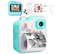 Ixydor Appareil Photo instantané pour Enfants,1080P écran 2,4 Pouces Appareil Photo numérique pour Enfants avec 3 Rouleaux de Papier d'impression & Carte 32GB,Cadeaux pour garçons et Filles 3-12 Ans