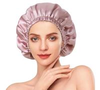 Ixydor Bonnet de Nuit en Soie 22 Momme pour Femmes, 100% Soie de Mûrier, Grand Cache Cheveux en Soie à Double Couche, Large Bande Réglable, Doux et Respirant, Idéal pour la Nuit, Rose