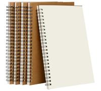 Ixydor Lot de 5 A5 Cahier à Spirale, Cahier Page Blanche A5, Notebook Carnet Dessin, Kraft Couverture, 60 Feuilles/120 Pages par Bloc, 80 g/m², Bloc Note Idéal pour Écriture École et Bureau