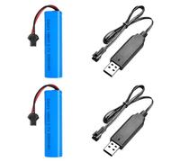 IXYHKB 2 PCS Batterie Lithium 3.7v 1800mah, 18650 Batterie au Lithium avec Chargeur USB SM-2P, Rechargeable batterielithium pour Véhicules RC, Voitures, RC Robots, Truck