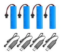 IXYHKB 4 PCS Batterie Lithium 3.7v 1800mah, 18650 Batterie au Lithium avec Chargeur USB SM-2P, Rechargeable batterielithium pour Véhicules RC, Voitures, RC Robots, Truck