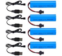 IXYHKB 4 Pièces RC Batterie, 3.7V 1800mAh Li-ION Batterie Rechargeable avec USB câble de Charge et SM-2P Prise, Batterie au Lithium 18650 pour RC Voiture RC Camion RC Robots