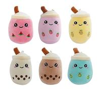 IXYHKB 6 Pièces Petits Animaux en Peluche Boba Remplis Jouets d'animaux avec Porte-clés, Bubble Tea Porte-clés en Peluche Doux Peluche Bubble Tea Cup Thé au Lait pour Enfants Filles Adultes