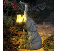 IXYHKB Elephant Decoration Statue Jardin Exterieur avec Lampe Solaire Figurine, Elefante Décoration Cadeau pour Femme Homme Maman Anniversaire Decor Imperméable pour Jardin, Cour