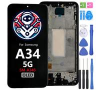 iYAiYO Écran LCD Display Digitizer Tactile pour Samsung Galaxy A34 5G SM-A346 OLED avec Cadre Écran Remplacement Assemblé avec Outils