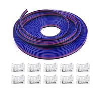 Iyalezirk 1 lot de 16,4 pieds RGB LED fil 4 broches RGB fil avec connecteur bande LED 22 jauge 4 couleurs RVB 22 AWG pour bandes LED RGB 3528 5050