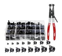 Iyalezirk 130 Pièces de 6 à 25 mm de Colliers de Serrage à Ressort avec Pinces de Serrage Pivotantes, Kit D'Assortiment de Colliers de Serrage à Tension Constante pour Conduite de Carburant