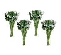 Iyalezirk 200Pcs Tiges de Fleurs de Rose Artificielles Faux pour Bouquet Fait Main DIY Décoration de Maison de Mariage de Veine de Feuille de Fleur