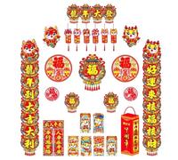 Iyalezirk 2024 an Chinois Couplets Chinois Chunlian Lanterne en Papier Autocollants de L'AnnéE du Dragon Chinois pour la FêTe du D