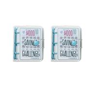 Iyalezirk 2X Classeur DéFi 1000 ÉConomies, Classeur D'ÉConomie d'argent, Livre de DéFis D'ÉPargne avec Enveloppes, DéFi D'ÉPargne Enveloppe A