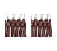 Iyalezirk 32 pièces ABS Poignée Crochet Poignée de Tricot Set Crochet et Noix 0,5 mm-2,5 mm 16 Dimensions