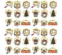 Iyalezirk 36 Pièces Ronds de de Noël Ensemble Porte- de Noël en Métal Arbre de Noël Anneau de Décor