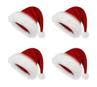 Iyalezirk 4X Chapeau de NoëL, Chapeau de PèRe NoëL pour Adultes, Unisexe, Confort, Fourrure Extra ÉPaisse, Chapeau de NoëL pour FêTe du an