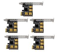 Iyalezirk 5 PièCes PCI-Express 1 à 4 Riser Card PCI-E 1X vers PCIe USB 3.0 Adaptateur Port Multiplicateur Miner Card pour BTC Bitcoin Mining