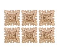 Iyalezirk 6X Applique Onlay de Coin Sculpté Bois Vintage Non Peint Décoration de Porte de Cabinet de Mur de Meubles de Maison de Fond de Cadre
