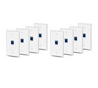 Iyalezirk 8X Cat6 Prise Murale Ethernet 1 Port RJ45 Réseau à Coupleur Mural Plaque Jack Blanc et Bleu