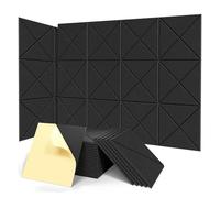 Iyalezirk Acoustique de 12 pièces avec autocollant, en mousse phono-absorbante de 12 x 12 x 0,4 pouces, tuiles acoustiques pour murs noirs