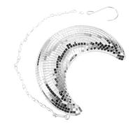 Iyalezirk Boule de disco en forme de lune, boule de miroir suspendue avec chaîne, Ktv, DJ, club, scène, fête d'anniversaire, décoration avec boule de discothèque, installation facile