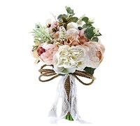 Iyalezirk Bouquet de Fleurs de Pivoine Rose Artificielle pour Bouquet de Mariée Fait Une Main de Demoiselle d'Honneur Bouquet de Mariée en Soie avec Fleur