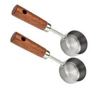 Iyalezirk Cuillère à café en acier inoxydable pour café moulu, mesure à café de 15 ml avec poignée en bois, cuillères à café durables et faciles à utiliser -B