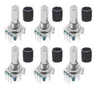 Iyalezirk EC11 Encodeur Rotatif avec Bouton Poussoir Ensemble de 6 Pièces Rotation 360° 5 Broches et Capuchons de Bouton pour Projets, ESP32