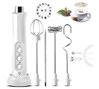 Iyalezirk Électrique USB 3 vitesses Mousseur à café cappuccino 3 batteurs batteur oeufs à main boisson au lait de chocolat chaud