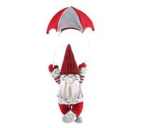 Iyalezirk Figurine de GNOME de Parachutisme, Poupée de GNOME sur L'Étagère de Table, Parachute de Bureau Tomte en Peluche, Cadeaux de GNOME, Décor d'arbre à Thème Rouge, Facile à Utiliser 45 X 18 cm