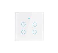 Iyalezirk Interrupteur Intelligent WiFi UE avec Fil Neutre/Fil Neutre, Interrupteur Tactile Lumière, Fonctionne avec Home 4 Gang Smart Home