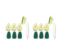 Iyalezirk Lot de 2 baguettes pour assiettes, 14 têtes de rechange pour éponge, éponges de nettoyage de baguette pour cuisine, salle de bain, ustensiles