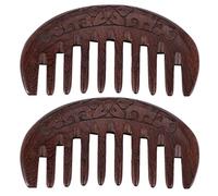 Iyalezirk Lot de 2 peignes en bois Peigne naturel de massage antistatique à travers le peigne (-dent)
