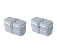 Iyalezirk Lot de 2 récipients pour salle à manger à 2 couches utilisables au micro-ondes avec compartiments contenant pour Bento un joint étanche pour aliments isolés contenant gris