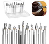 Iyalezirk Lot de 20 fraises en carbure avec tige de 1/8 pouce compatibles avec outils pour DremelBits pour sculpture de pierre, bois, coupe, gravure et polissage