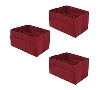 Iyalezirk Lot de 3 sacs intérieurs en tissu de feutre pour femme qui s'adaptent dans un sac d'insertion multi-poches, sacs de cosmétiques de rangement et organiseur personnel pour biens Rouge
