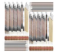 Iyalezirk Lot de 48 pinceaux de calligraphie chinoise en vrac avec rouleau de porte-pinceaux en bambou pour l'écriture adaptée à la peinture