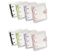 Iyalezirk Lot de 8 mini classeurs à anneaux transparents, 3 couverts avec page intérieure, une grille et des pochettes de classeur de 24 pièces (3 pièces/set)