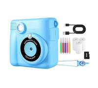 Iyalezirk Mini caméra d'impression thermique portable pour enfants avec mise au point automatique instantanée bleue